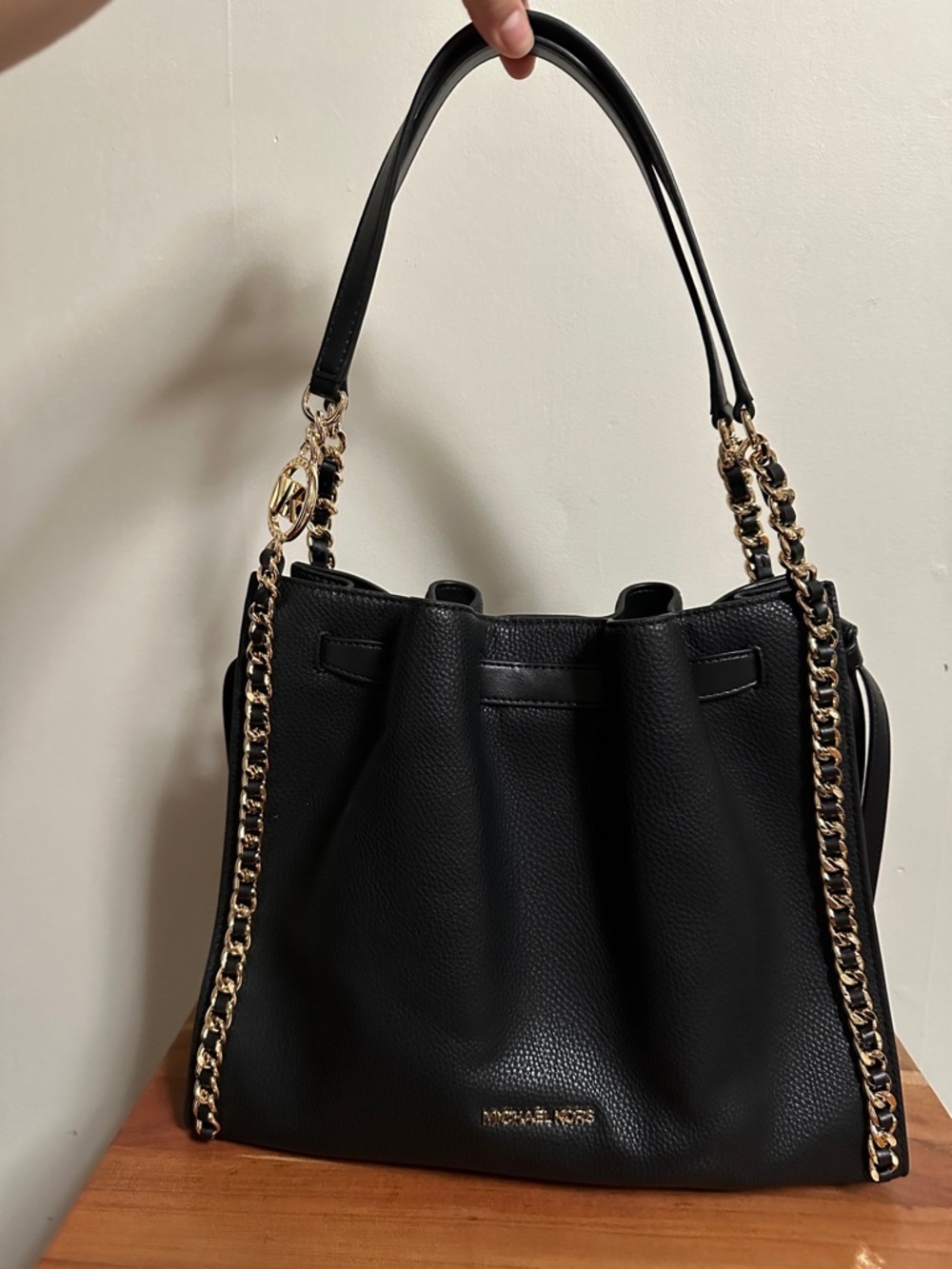 Michael Kors Black Mina Large Chain Shoulder Bag